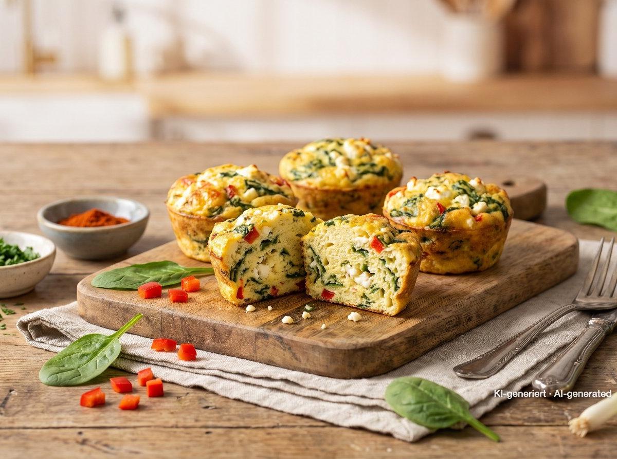 Egg Muffins mit Spinat und Feta