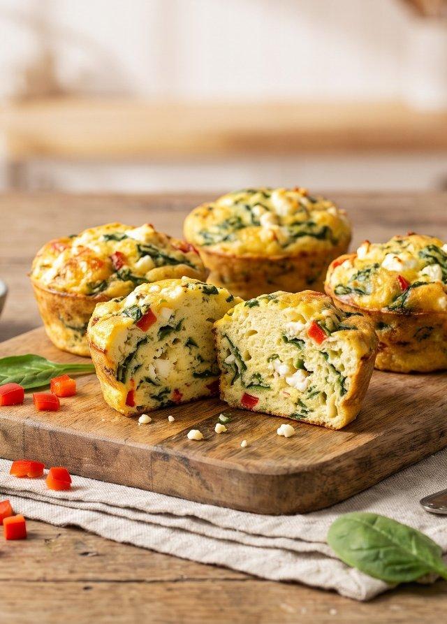 Egg Muffins mit Spinat und Feta
