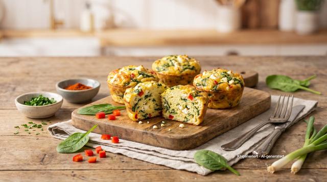 Egg Muffins mit Spinat und Feta