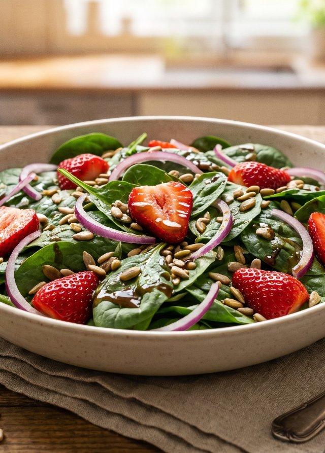 Strawberry Spinach Salad with Toasted Seeds