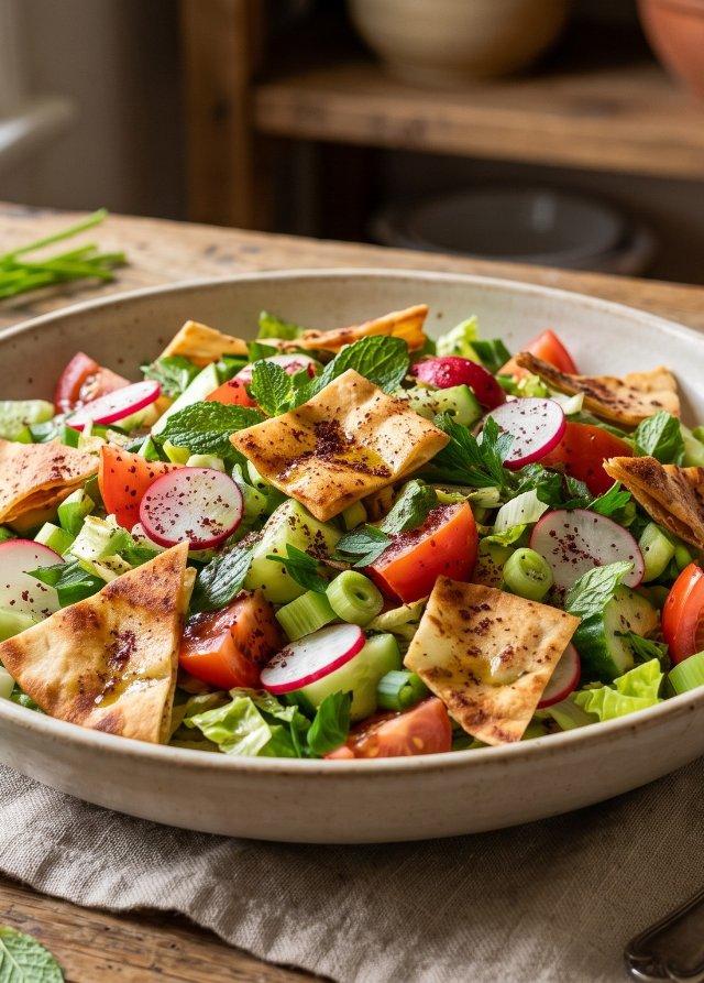 Fattoush — salade libanaise au pain grillé