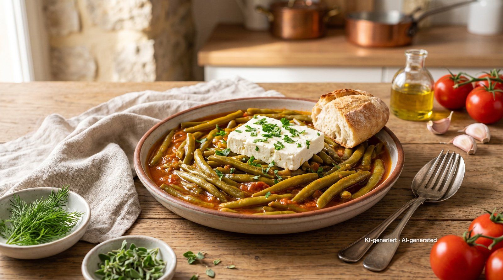 Fassolakia — Griekse sperziebonen in tomatensaus