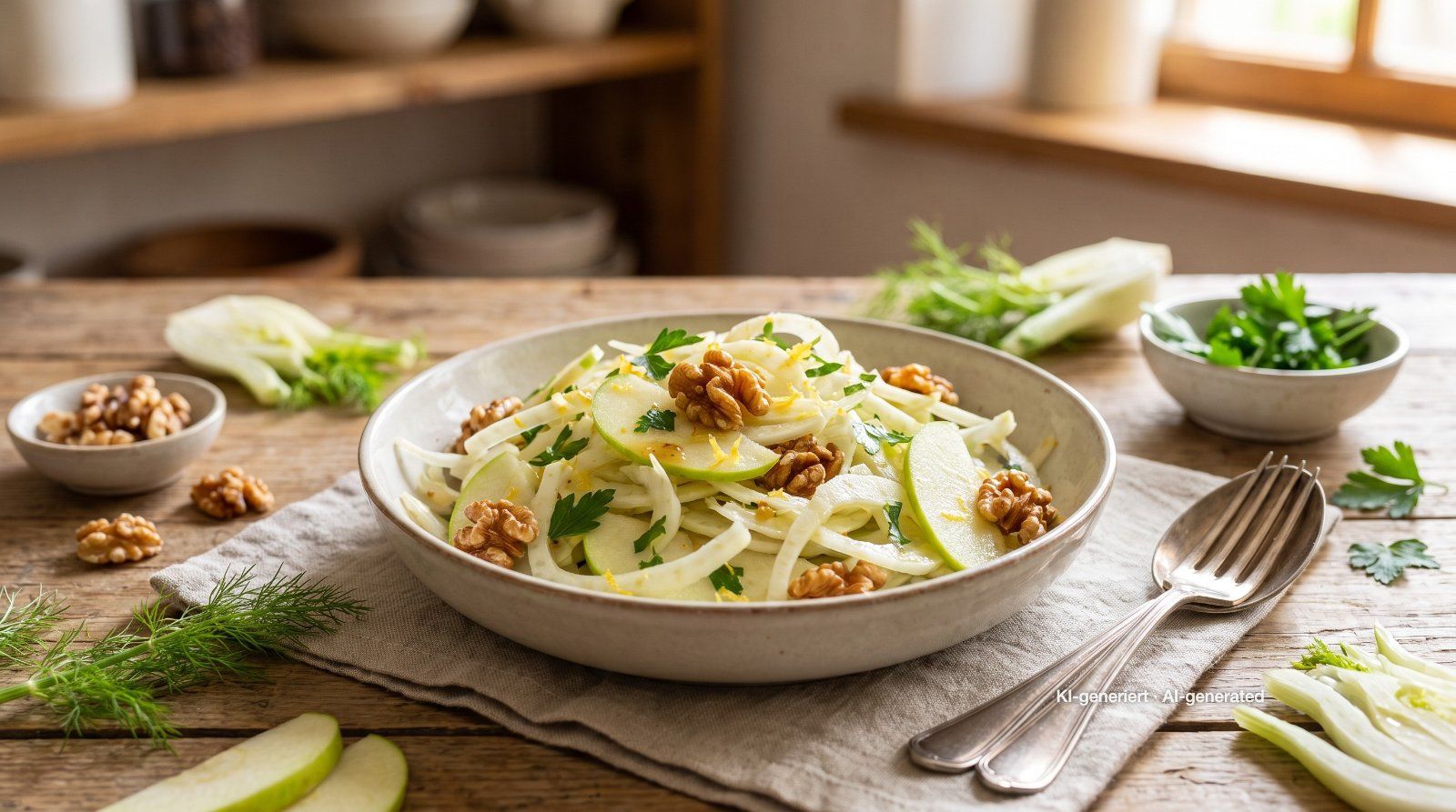Venkelsalade met appel en walnoten