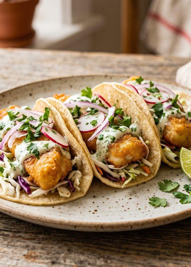 Fisch-Tacos mit Limetten-Slaw