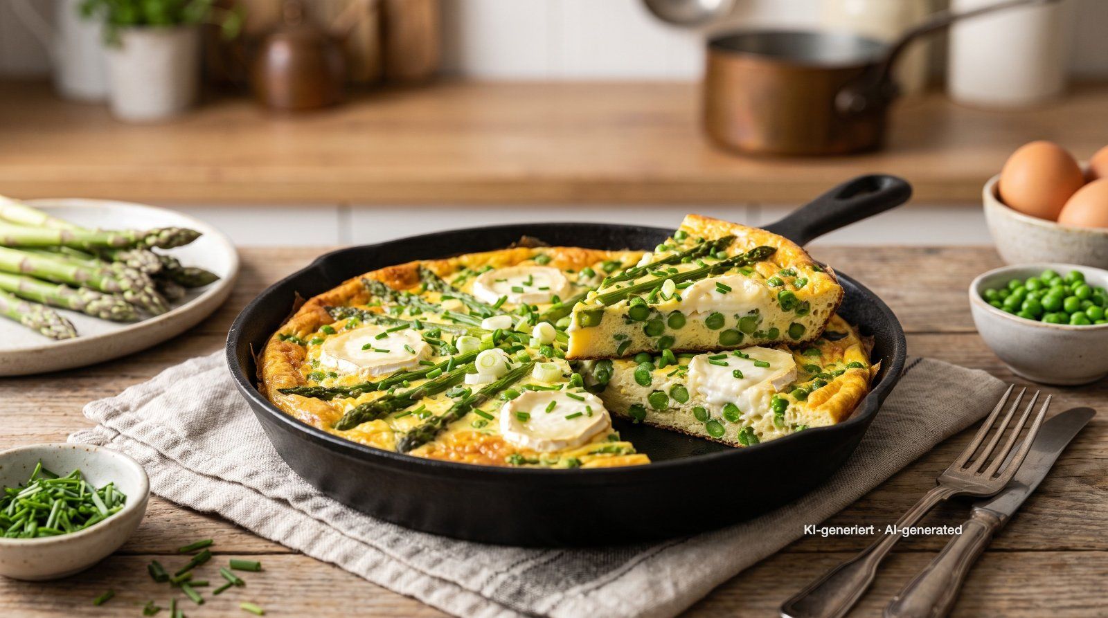 Frühlings-Frittata mit grünem Spargel und Ziegenkäse