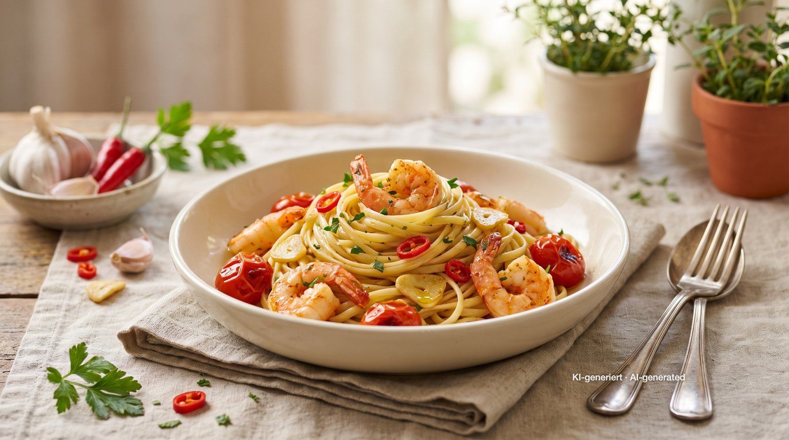 Chili Garlic Shrimp Linguine