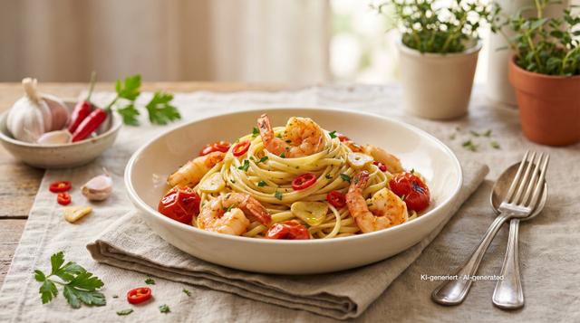 Chili Garlic Shrimp Linguine