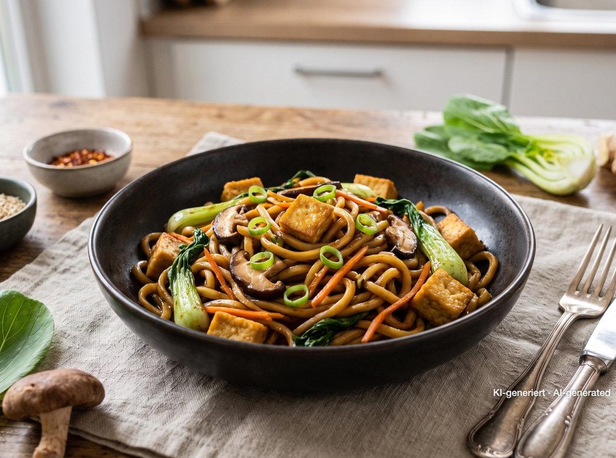 Noodles udon saltati