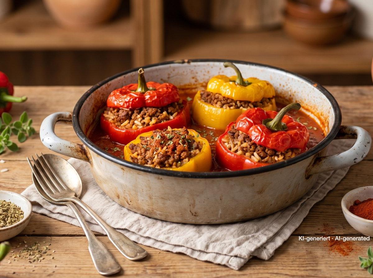 Poivrons farcis à la viande hachée et au riz