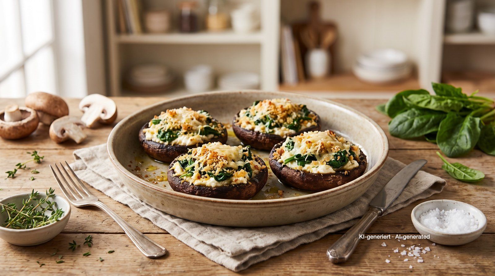 Stuffed Portobello Mushrooms with Spinach and Ricotta