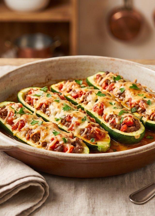 Stuffed Zucchini with Ground Beef