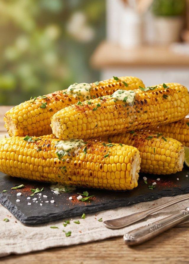 Épis de maïs grillés au beurre aux herbes