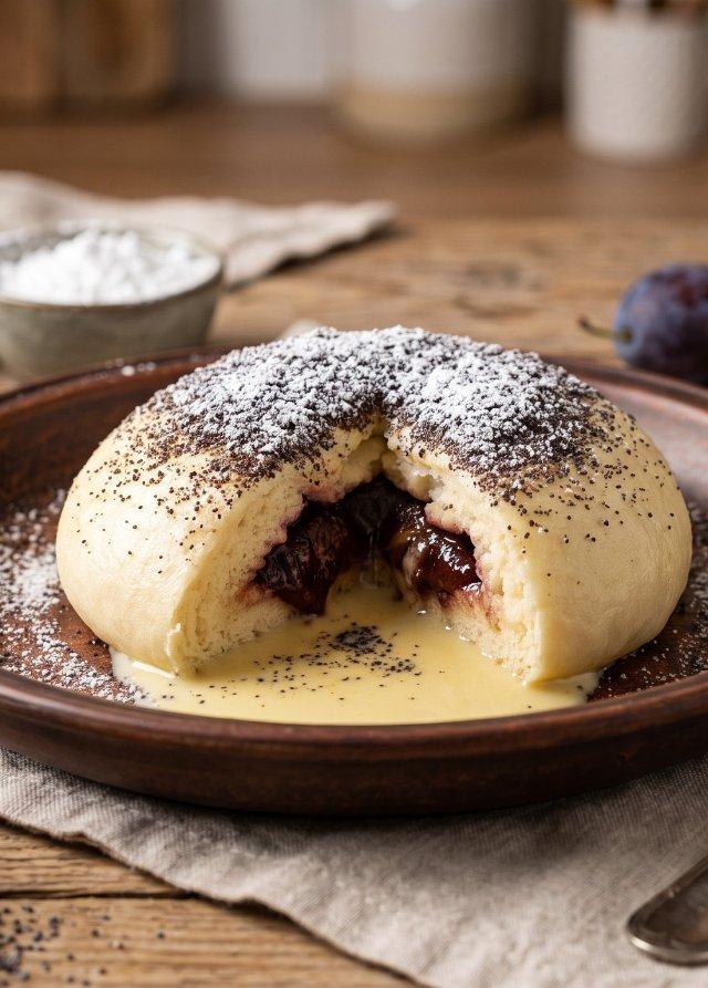 Germknödel autrichien à la crème anglaise