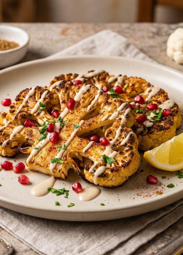 Roasted Cauliflower Steaks with Tahini