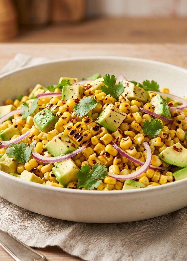 Gerösteter Mais-Avocado-Salat mit Limette