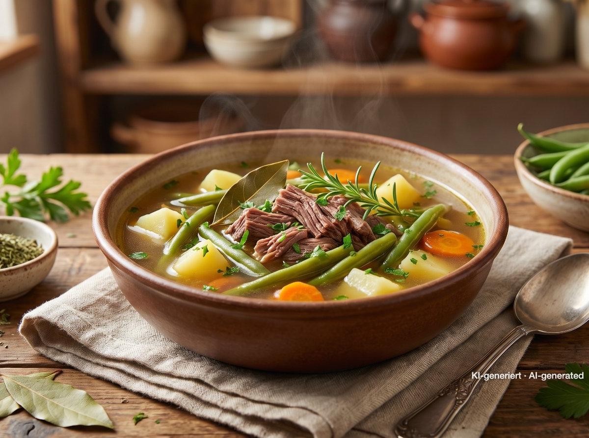 Stufato di fagiolini, patate e manzo