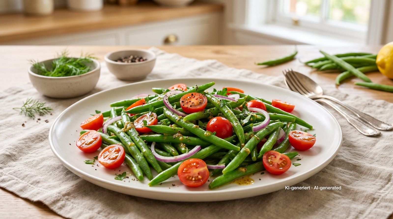 Grüner Bohnensalat mit Senf-Vinaigrette