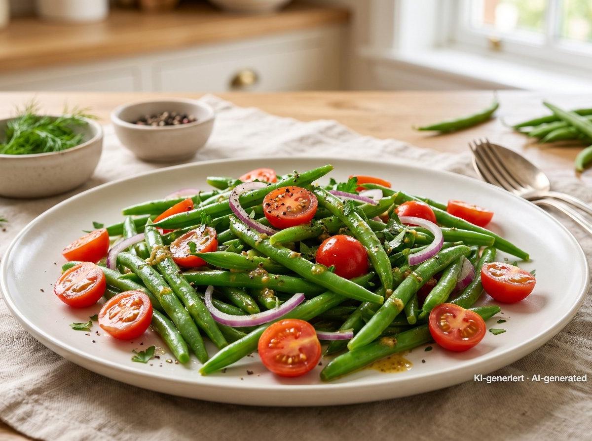Salade de haricots verts à la vinaigrette moutarde