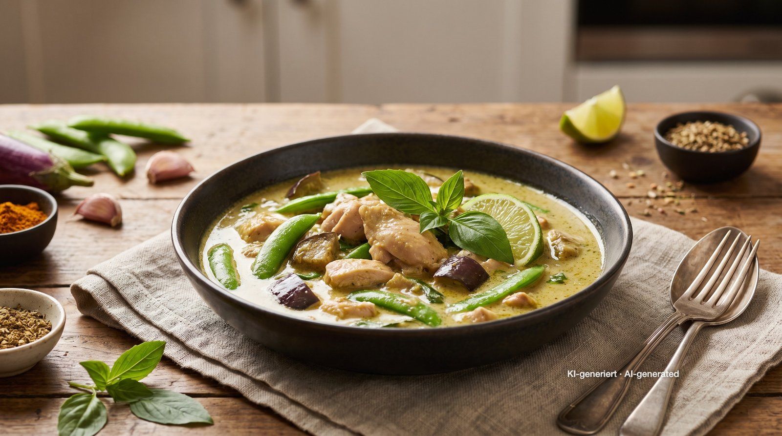 Grünes Thai-Curry mit Hähnchen