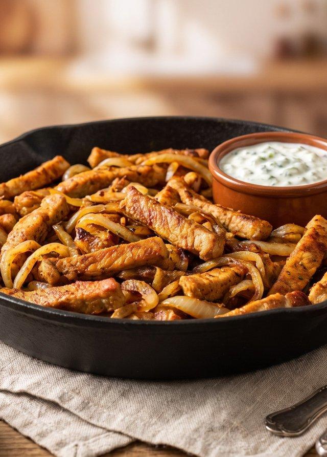 Poêlée de gyros au tzatziki