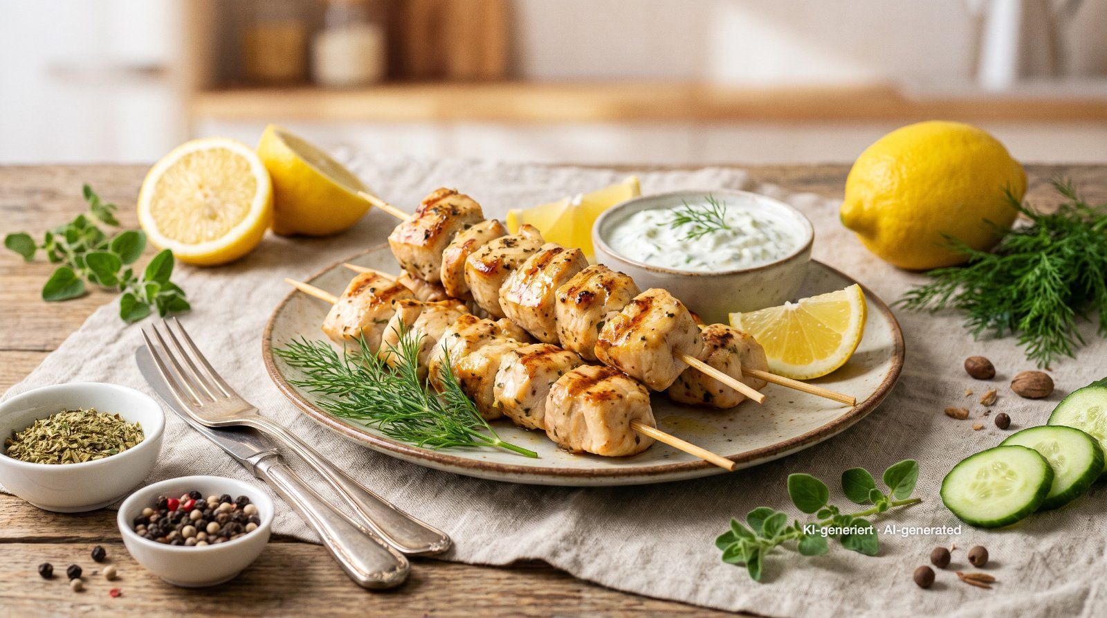 Hähnchen-Souvlaki mit Tzatziki