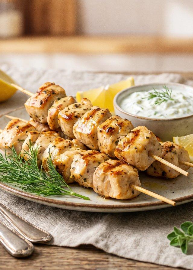 Hähnchen-Souvlaki mit Tzatziki