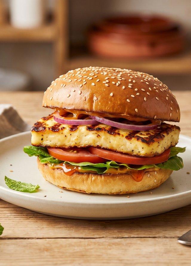 Hamburguesa de halloumi