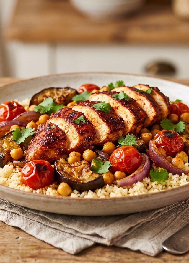 Poulet à l'harissa et couscous