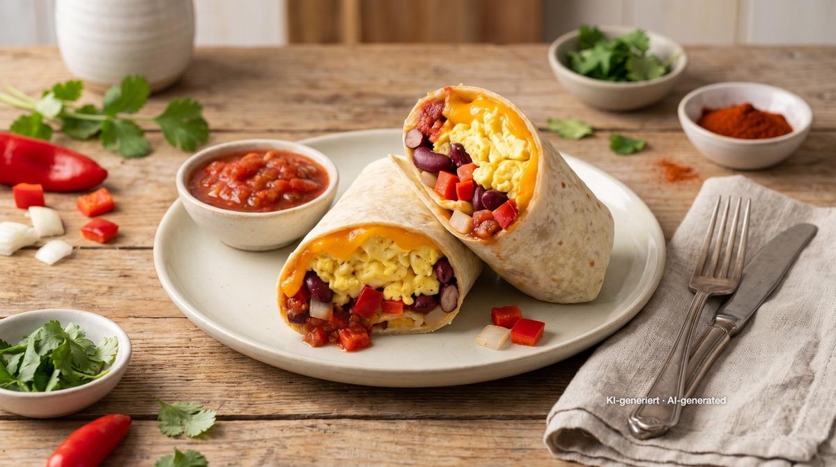 Hartige ontbijtburrito – Recept en afbeelding gemaakt met AI, redactioneel gecontroleerd
