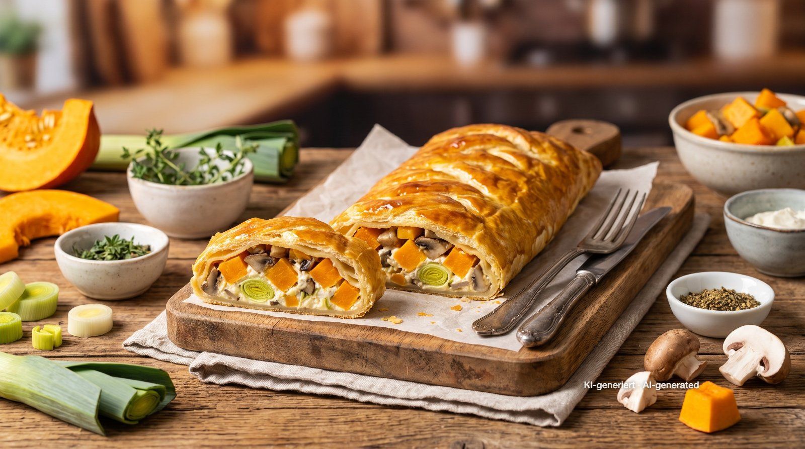 Herzhafter Gemüsestrudel aus Blätterteig