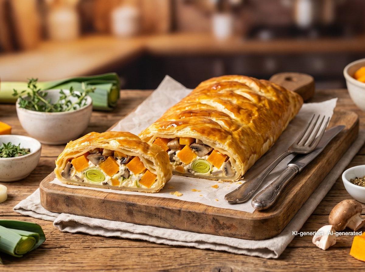 Savoury Vegetable Puff Pastry Strudel