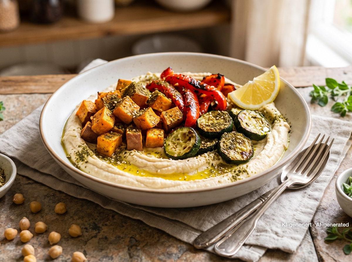 Bowl de houmous et légumes rôtis au za'atar
