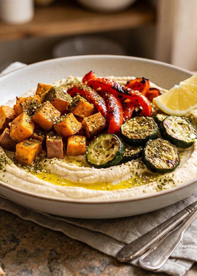 Bowl de houmous et légumes rôtis au za'atar