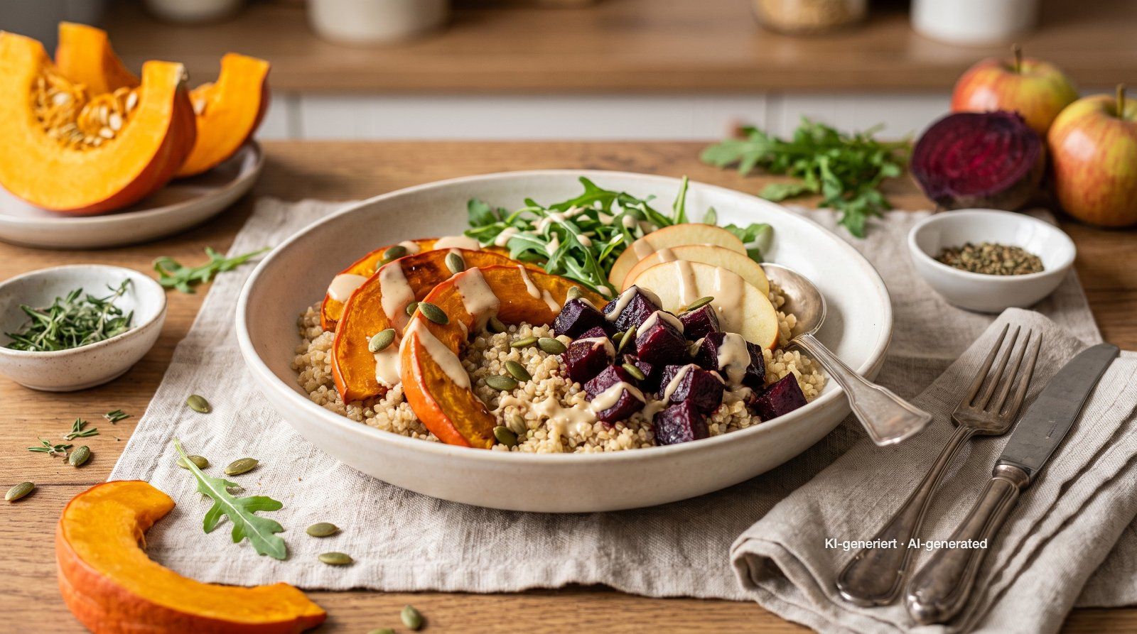 Bowl autunnale con zucca al forno