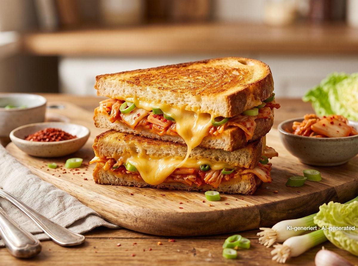 Sándwich de queso y kimchi a la plancha