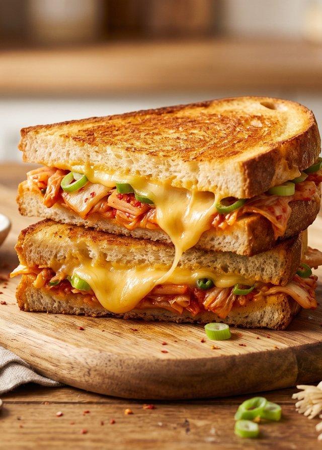 Sándwich de queso y kimchi a la plancha