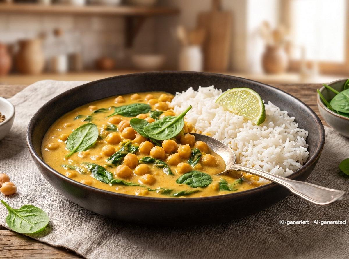 Curry de pois chiches aux épinards