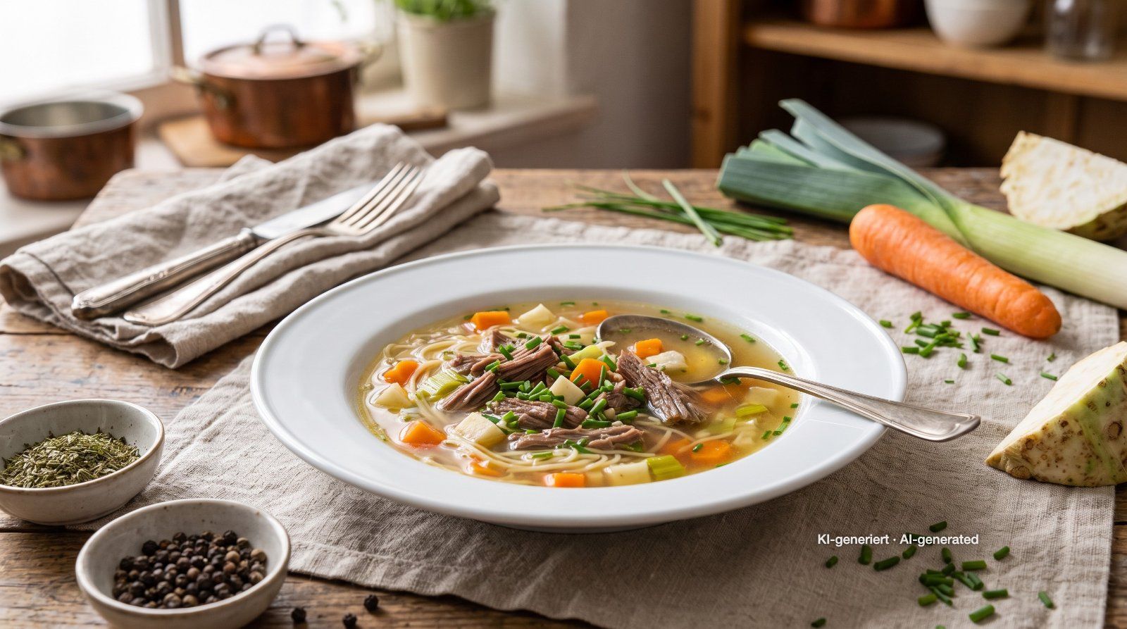Klassische Rindfleischsuppe