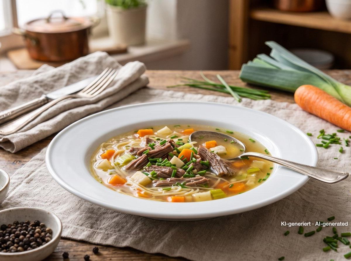 Klassische Rindfleischsuppe