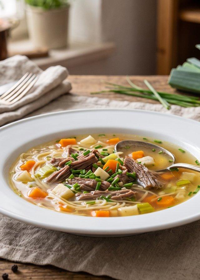Klassische Rindfleischsuppe