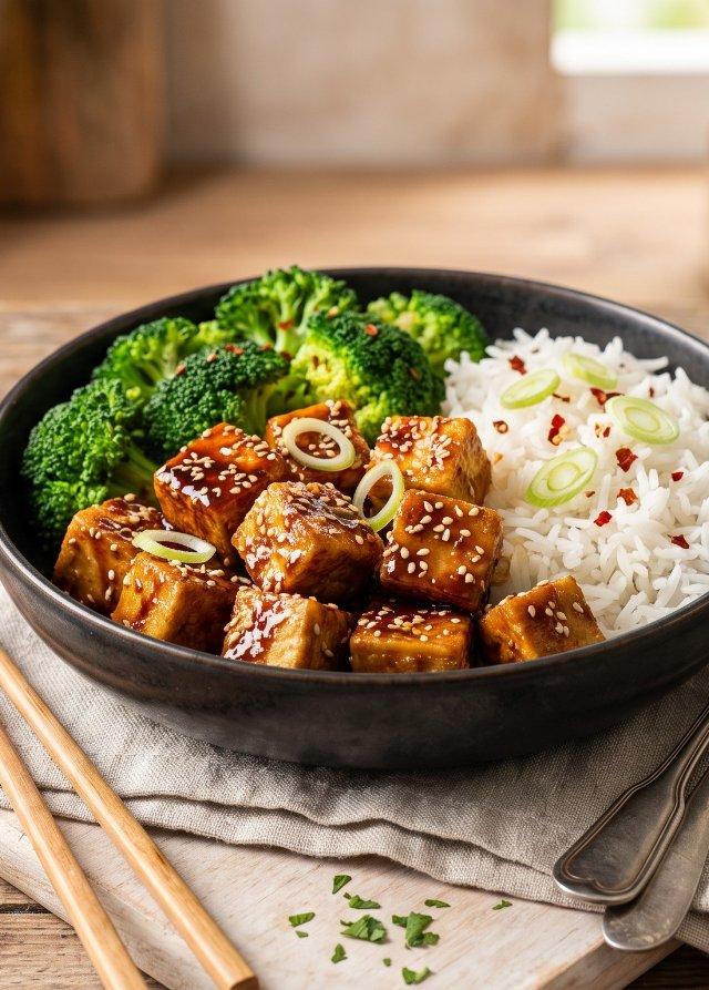 Crispy Sesame Tofu with Broccoli