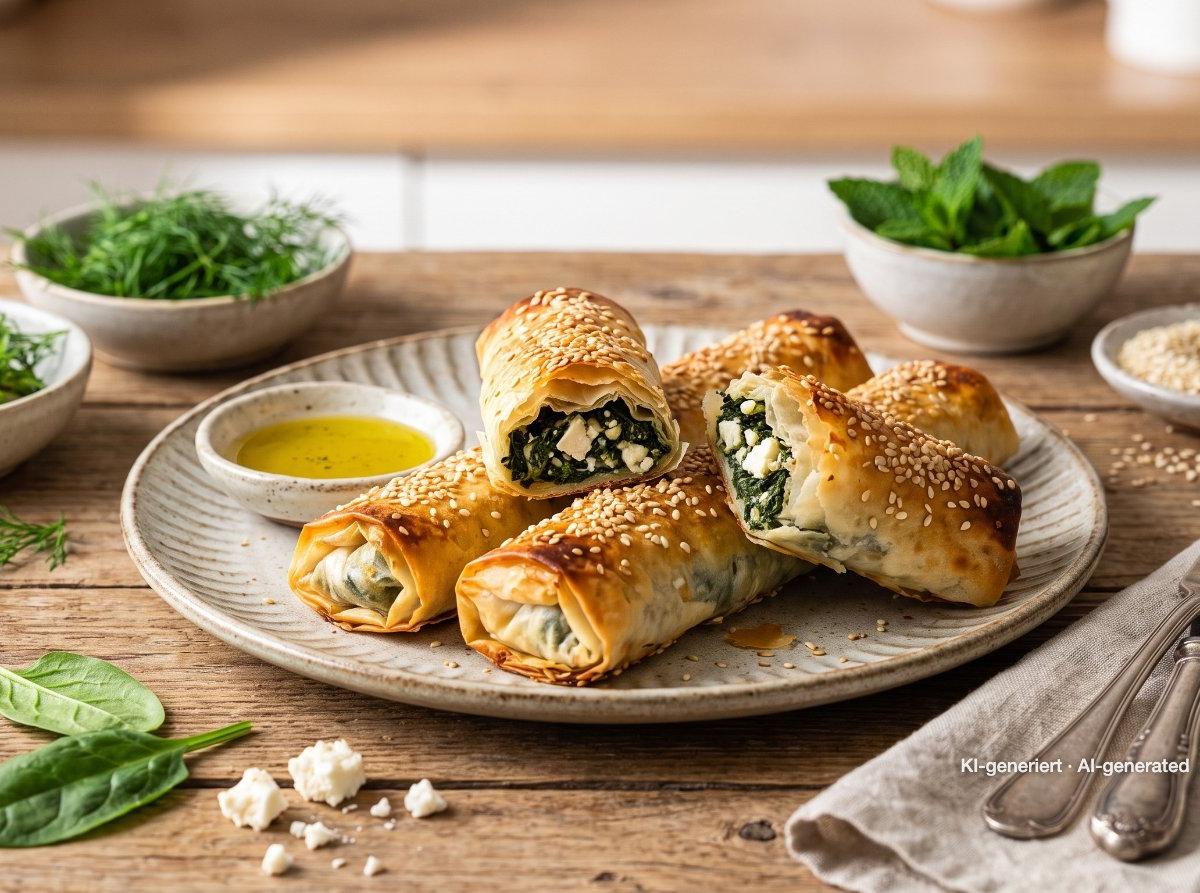 Börek crujiente de espinacas y feta