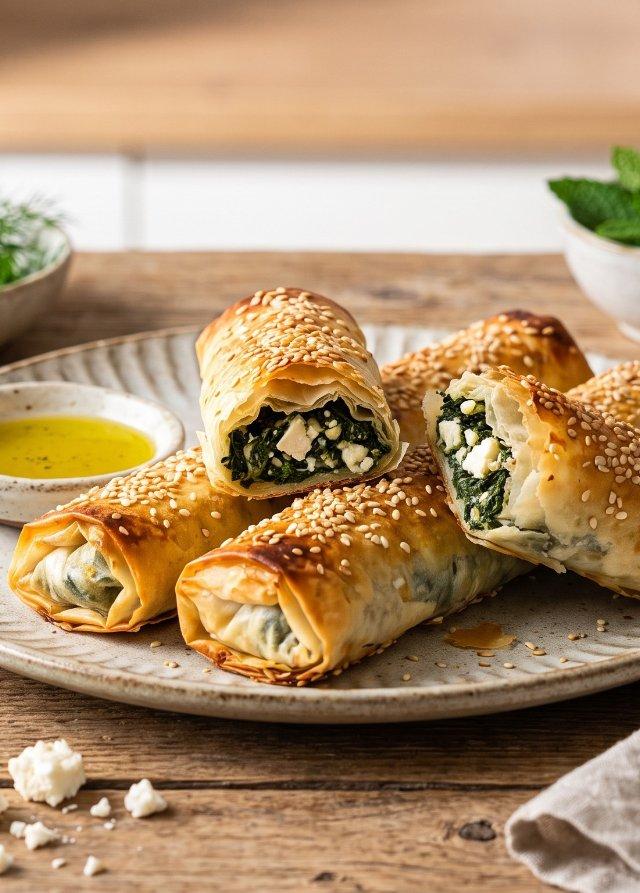 Börek crujiente de espinacas y feta