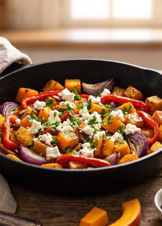Pumpkin Vegetable Skillet with Feta