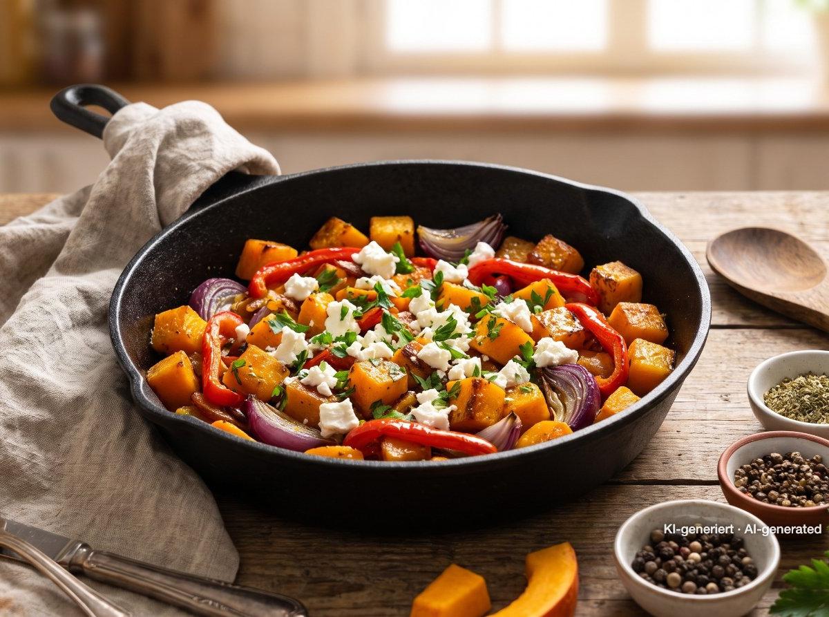 Pumpkin Vegetable Skillet with Feta