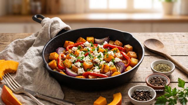 Pumpkin Vegetable Skillet with Feta