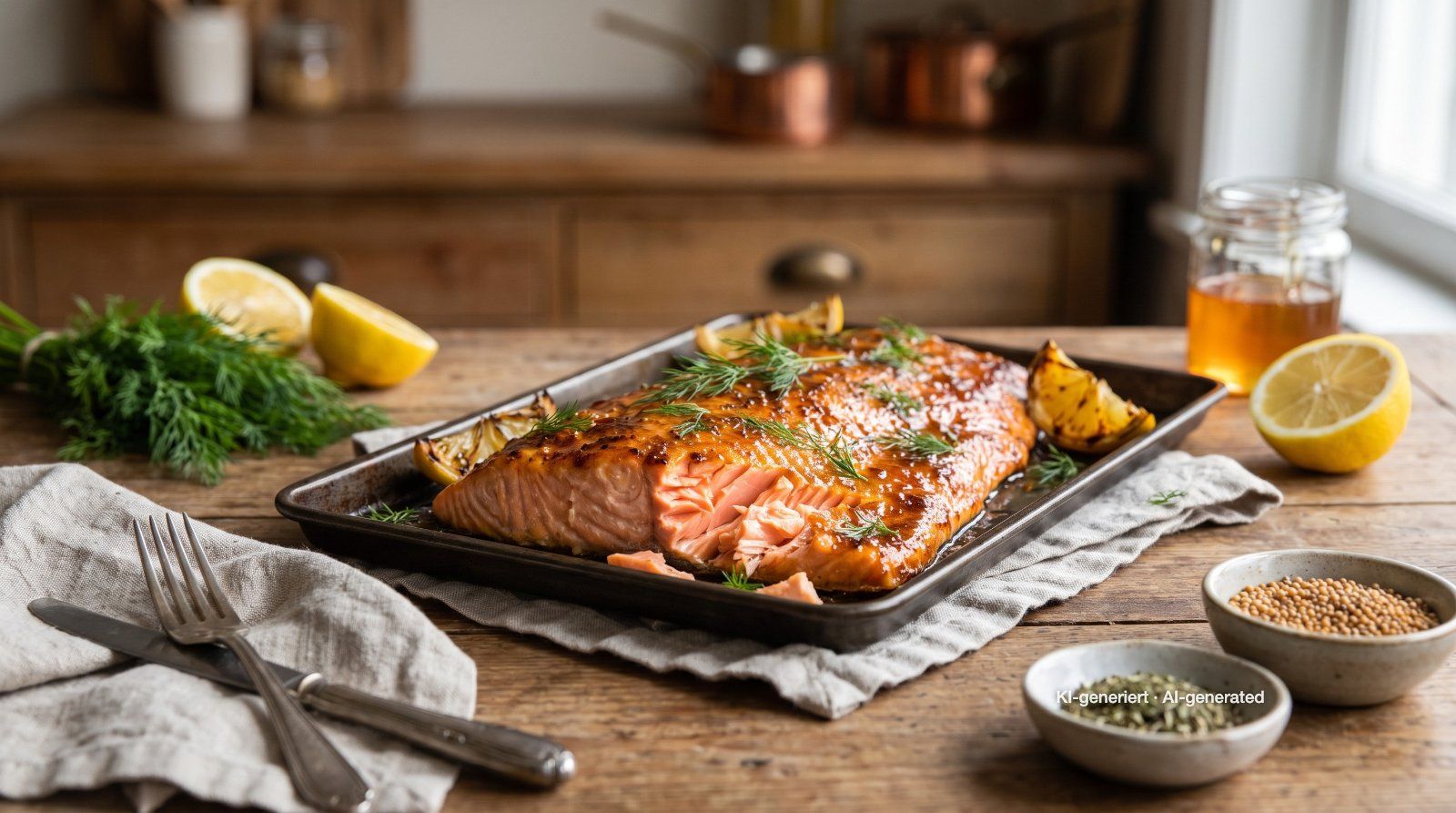 Lachs mit Honig-Senf-Kruste