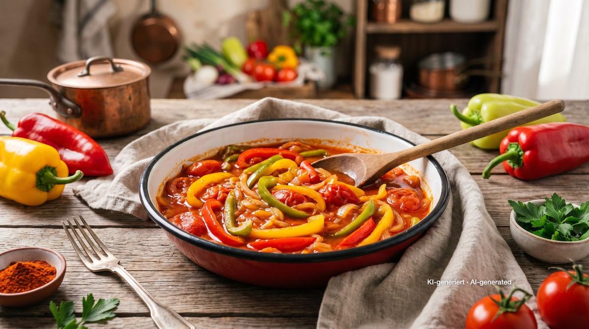 Lecso — Hungarian Pepper Stew – Recipe and image AI-created, editorially reviewed