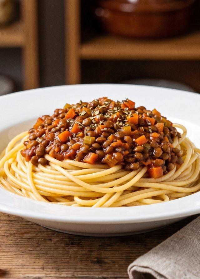Lentil Bolognese with Spaghetti