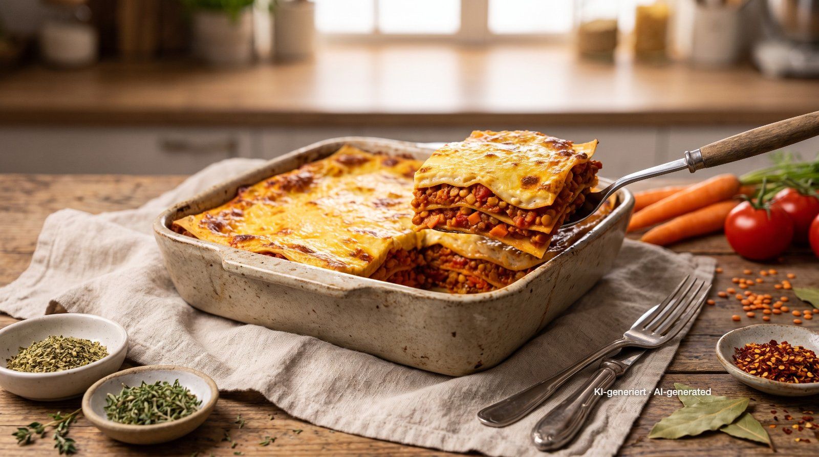 Lasagne met linzenbolognese